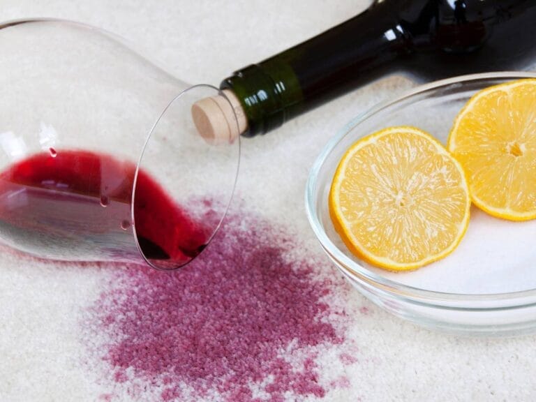 Butelka wina i plama. Obrazek w artykule Jak usunąć plamy z czerwonego wina? Sprawdzone sposoby wywabiania plam z czerwonego wina